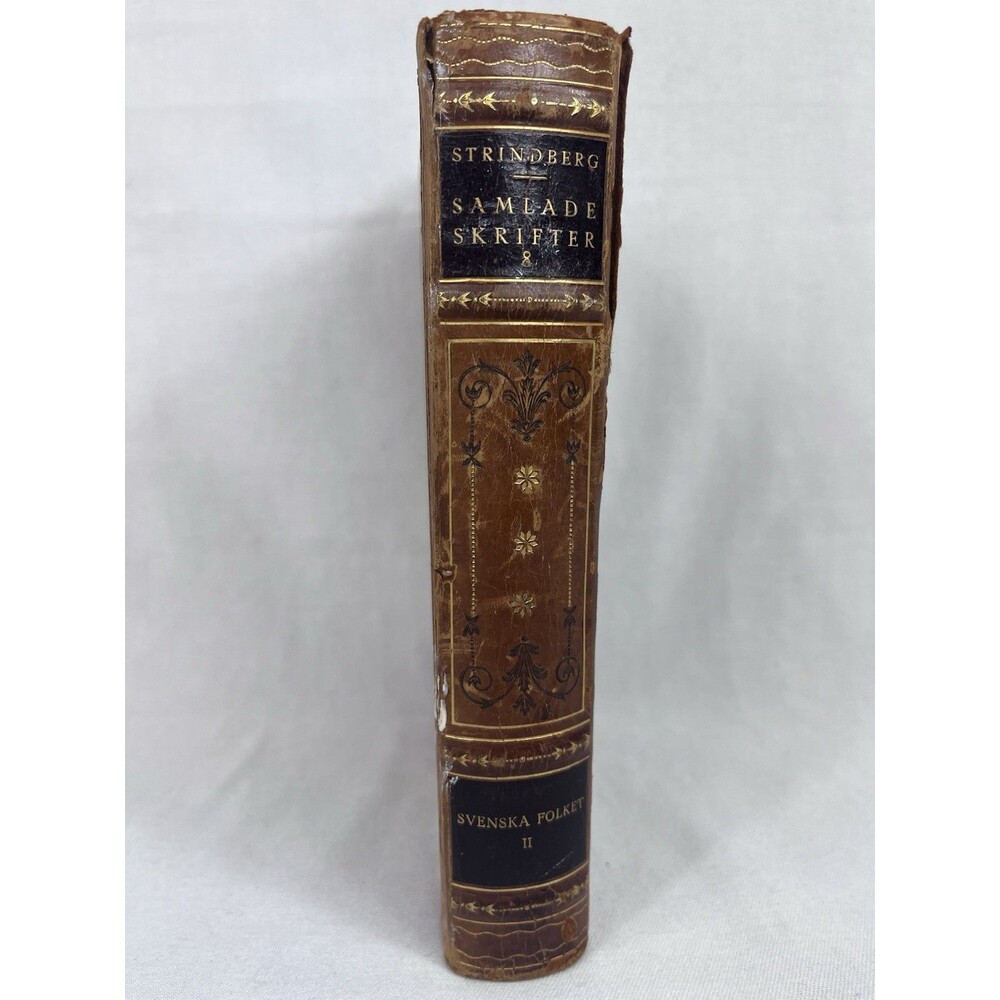 August Strindberg Samlade Skrifter Vol 8 Svenska Folket 1920 Leather Book